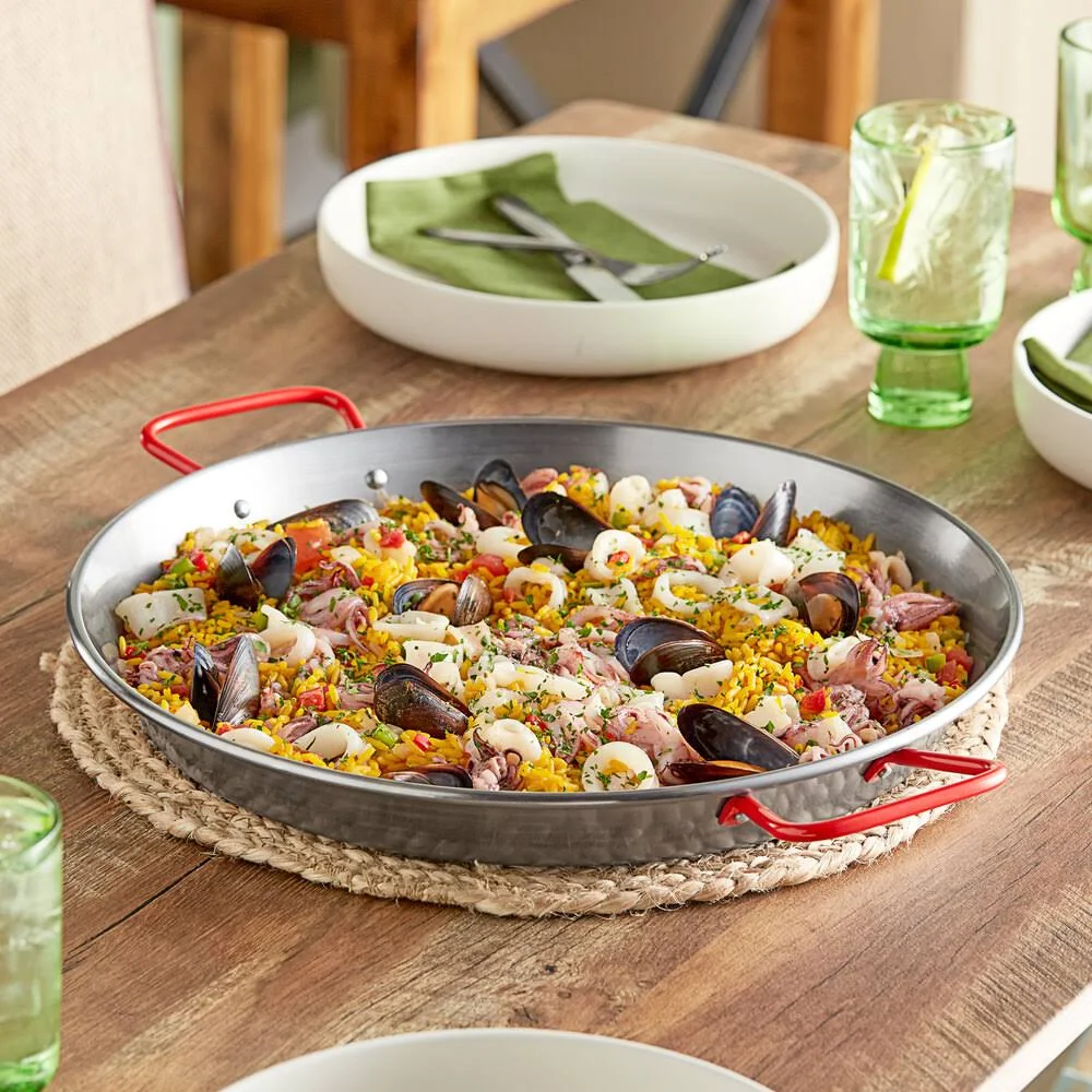 Paella Pan, Polished Carbon Steel, 14-1/8" 