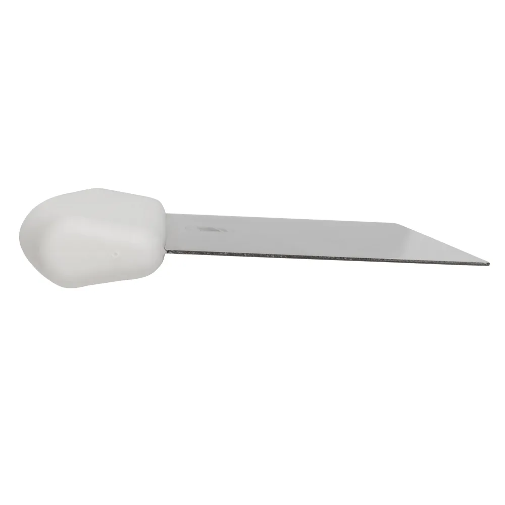 Tablecraft Stainless Steel Dough Cutter / Bench Scraper with White Handle, 6" x 4 1/2" 