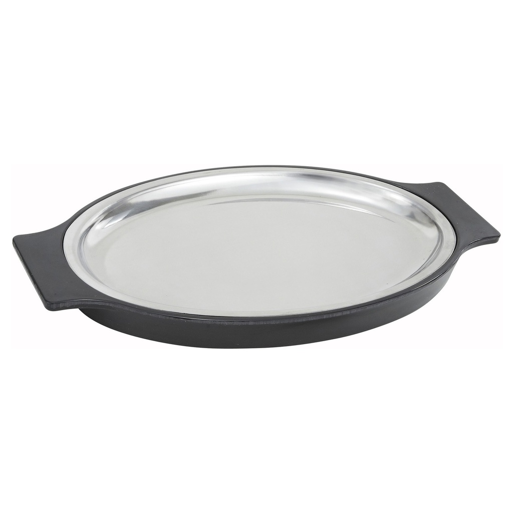 Sizzle Platter Set, Oval, 11", S/S with Bakelite Underliner