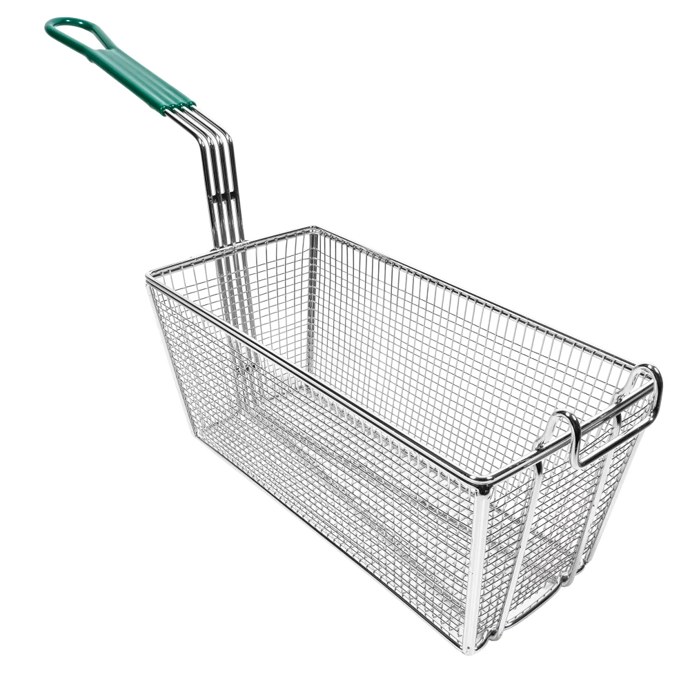 Fry Basket, 13-1/4" x 6-1/2" x 5-7/8", 10" Green Hdl