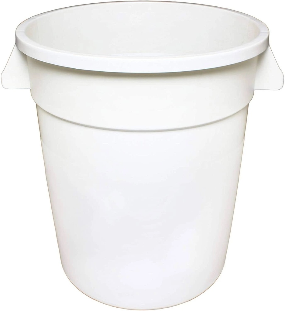 Trash Can, 10 gallon, round, integrated handles, plastic, white