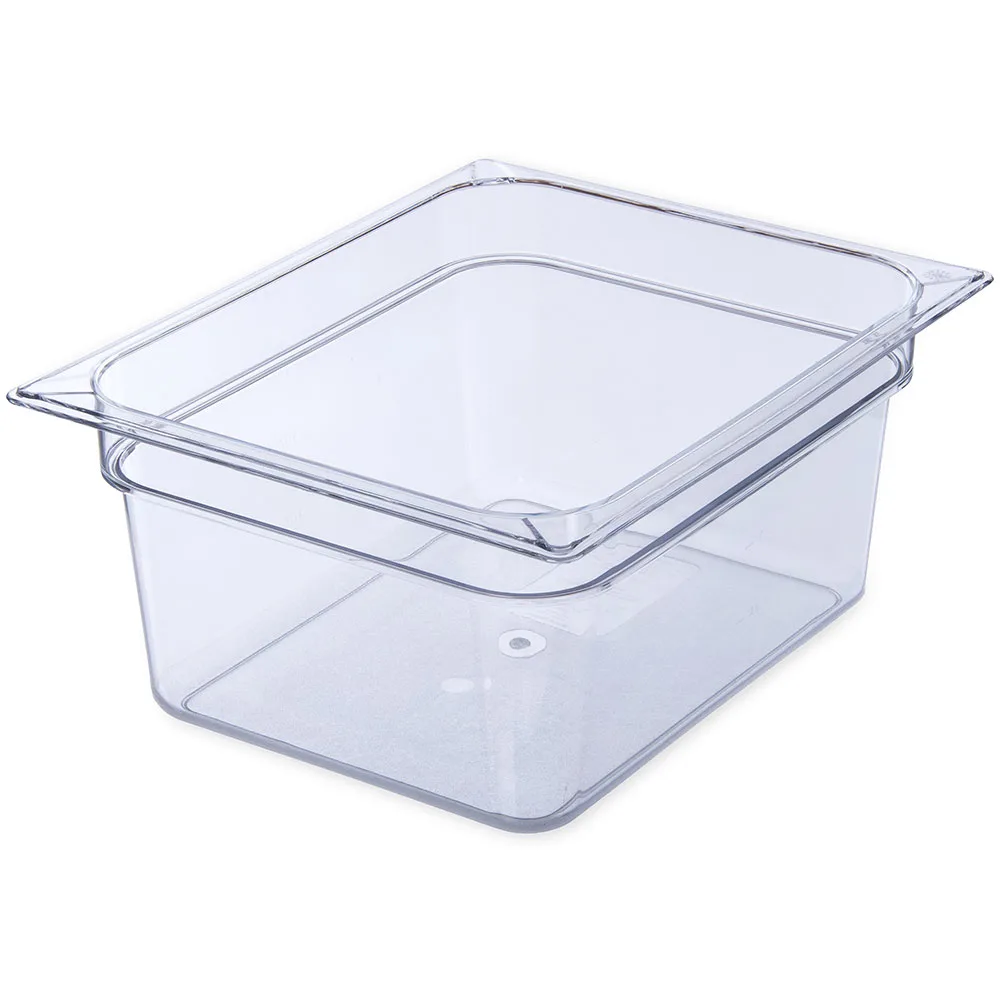Food Pan, 1/2 size, 6" deep, Polycarbonate, Clear, NSF 