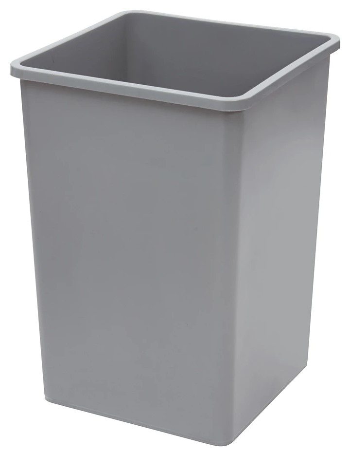 35 Gallon Square Tall Trash Can, 19-1/2" Square x 27-5/8"H, Gray
