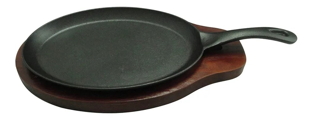 Fajita Server (5-3/16"L Built-in Handle) & Wood Underliner, 2-Pc Set