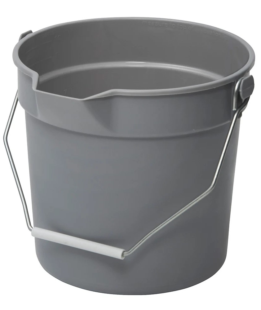 Utility Pail w/ Pour Spout - 10 QT, Plastic, Gray