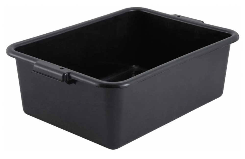 Dish Box, 21-1/2" x 15" x 7", 1-compartment, polypropylene, black, NSF