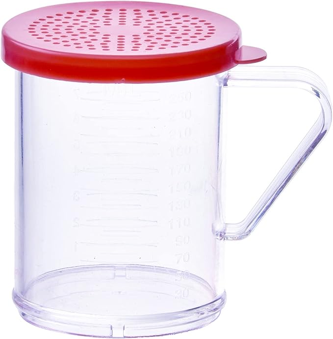 Shaker/Dredge, 10 oz., with handle, Rose snap-on lid, polycarbonate, clear