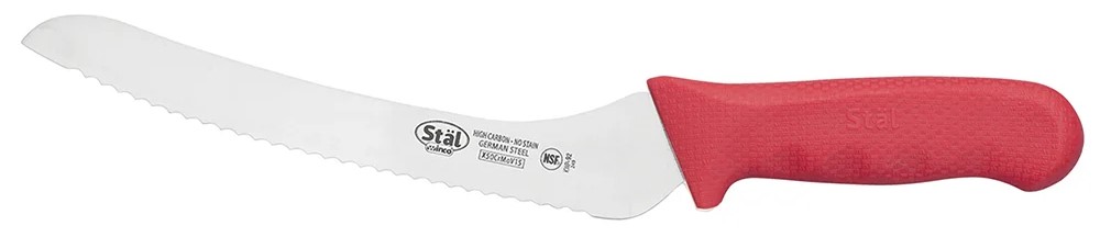9" Offset Bread Knife with Red Handle