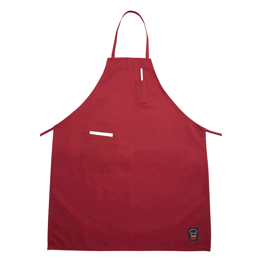 Full Length Bib Apron w/Pocket, Red