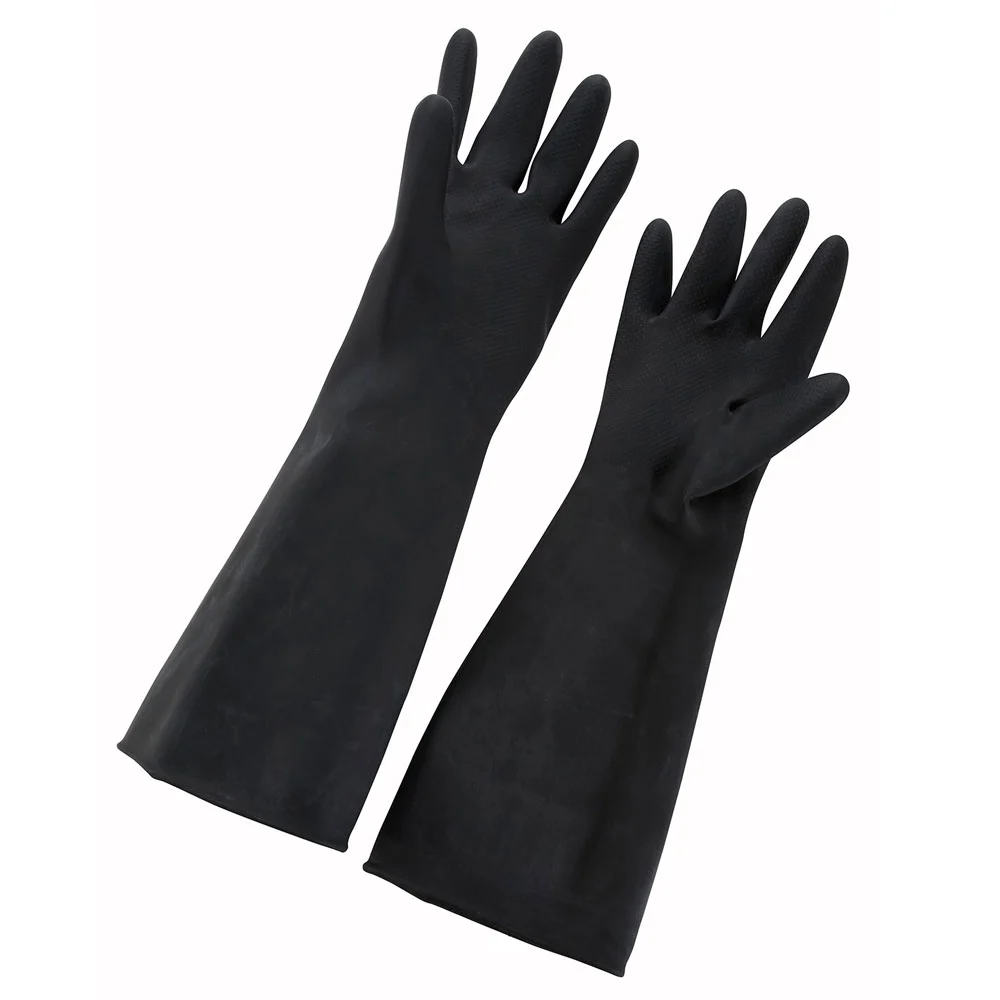 Natural Latex Gloves, 10 x 18", Black