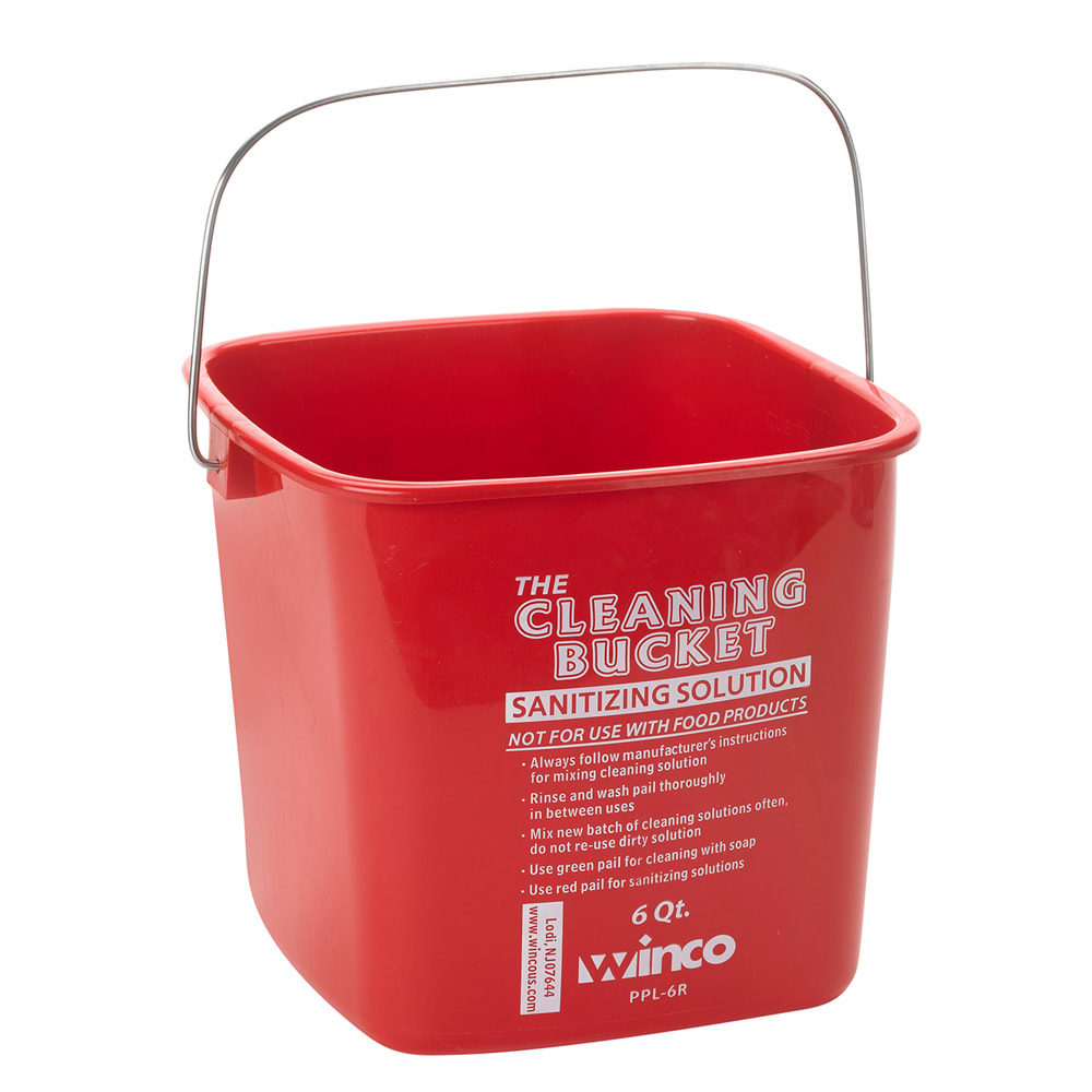 Plastic Cleaning Pails, 6 quart, Red