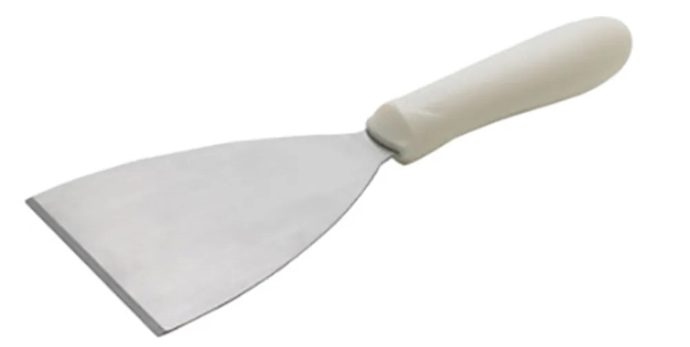 Stainless Steel Scraper With White Handle And 4-7/8" X 4" Blade