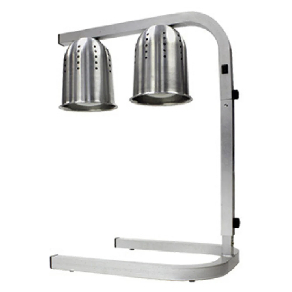 Free-Standing Heat Lamp w/ Aluminum Frame & Hood, 2-Bulb, Adjustable