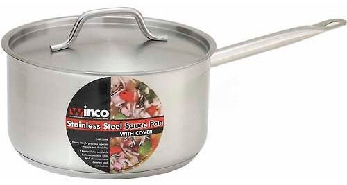 S/S Sauce Pan 7.5 Qt w/ Cover & Helper Handle, 9 1/2" x 6 1/8" (Dia x Depth)