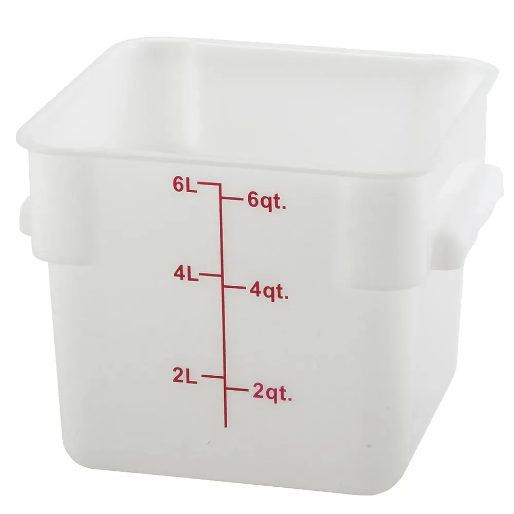 Square Storage Container, 6 Qt, White, Polyethylene