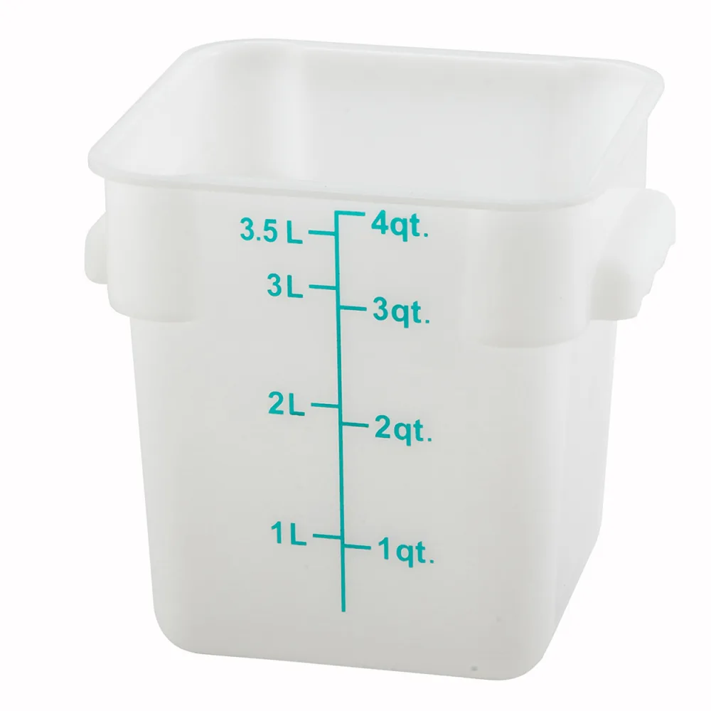 Square Storage Container, 4 Qt, White, Polyethylene