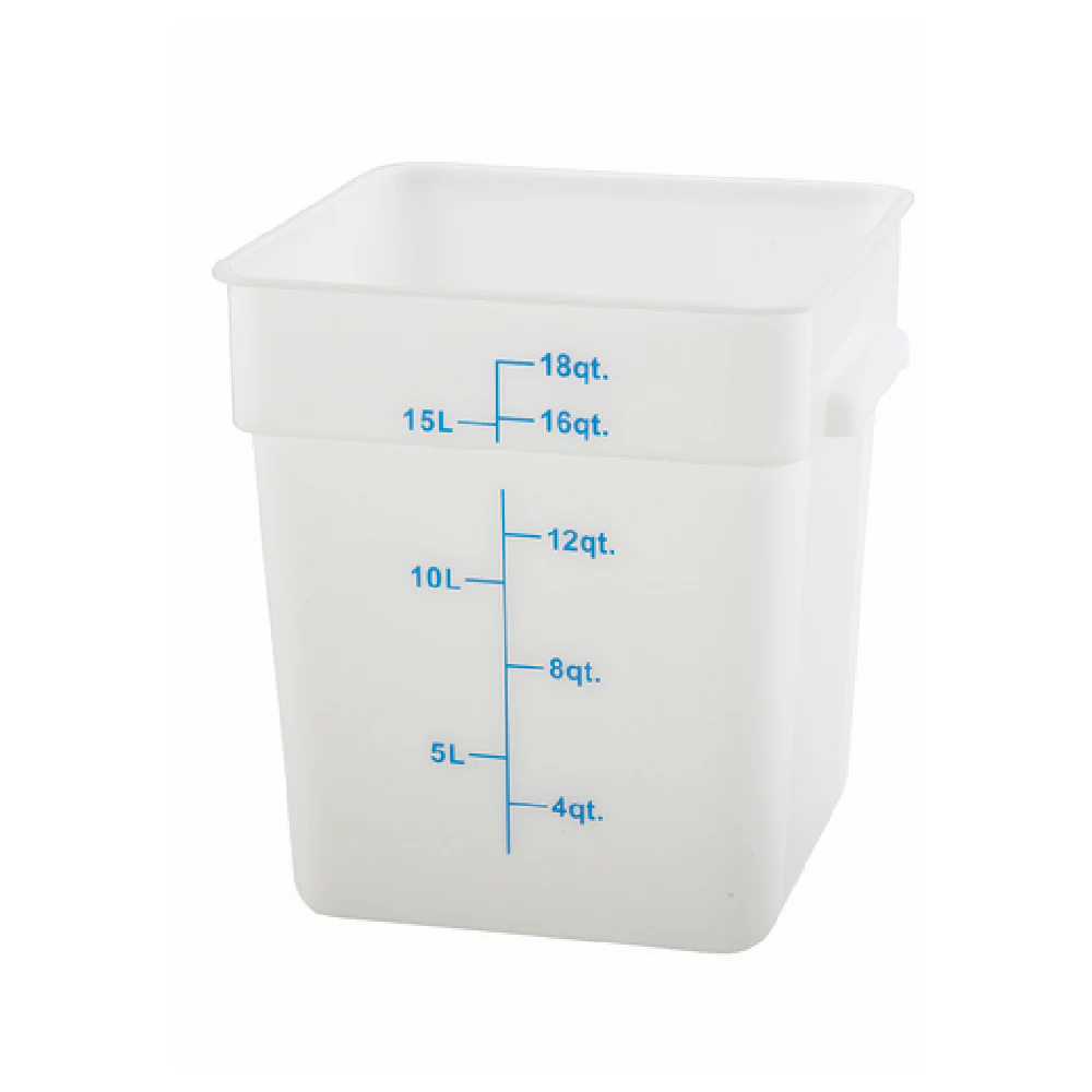 Square Storage Container, 18 Qt, White, Polyethylene