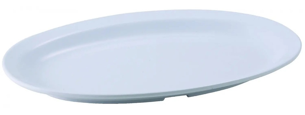 11-1/2" X 8", Oval Melamine Platter, Narrow Rim, White
