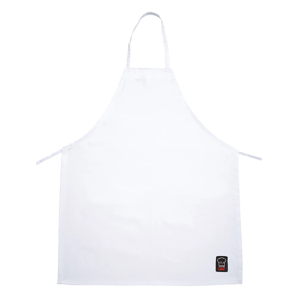 Full Length Bib Apron w/Pocket, White