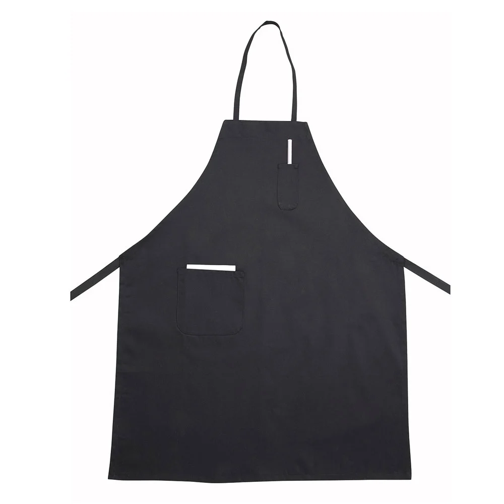 Full Length Bib Apron w/Pocket, Black