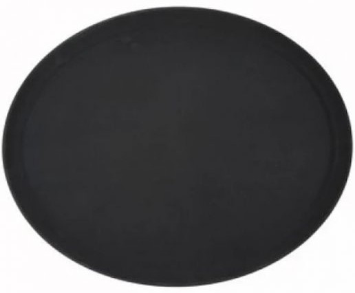 27" Oval Black Non‑Skid Serving Tray