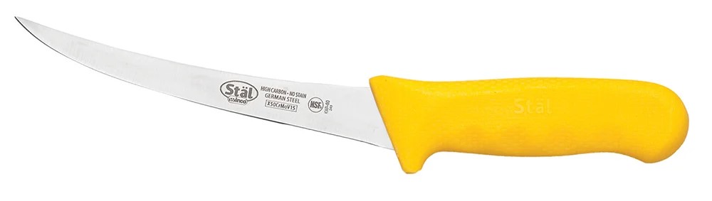 Stal 6" Boning Knife, Yellow PP Hdl, Curved