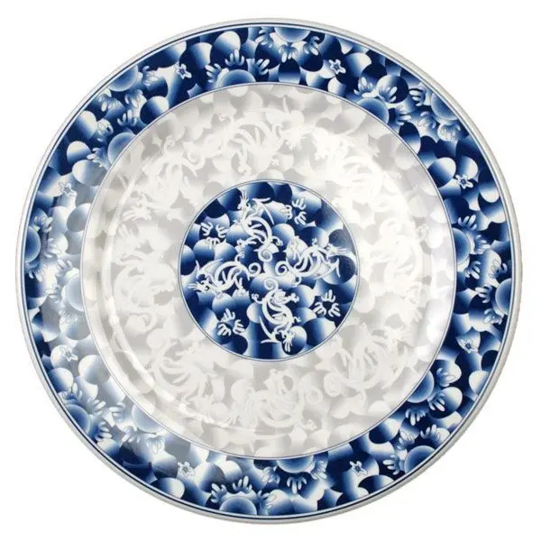 15-1/2" D x 1-1/4" H, Round Plate, Blue Dragon, Melamine, BPA Free, NSF