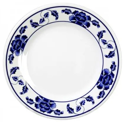15-1/2" D x 1-1/4" H, Round Plate, Lotus, Melamine, BPA Free, NSF