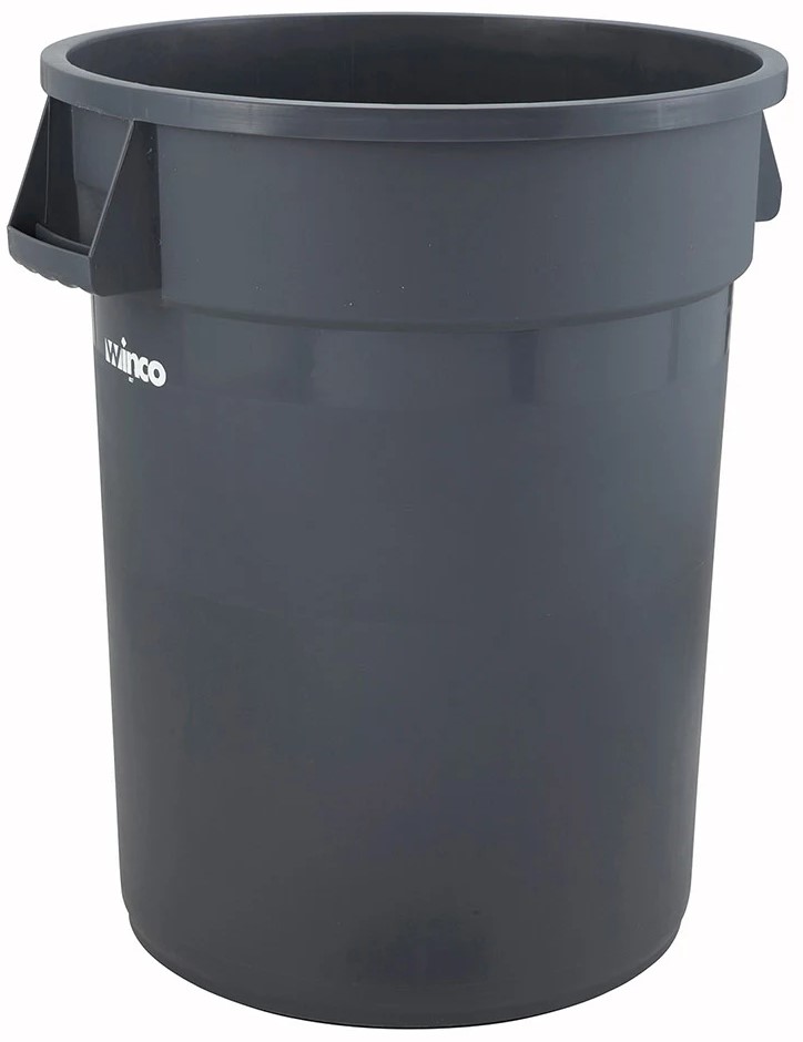 44 Gal Round Trash Can, Gray