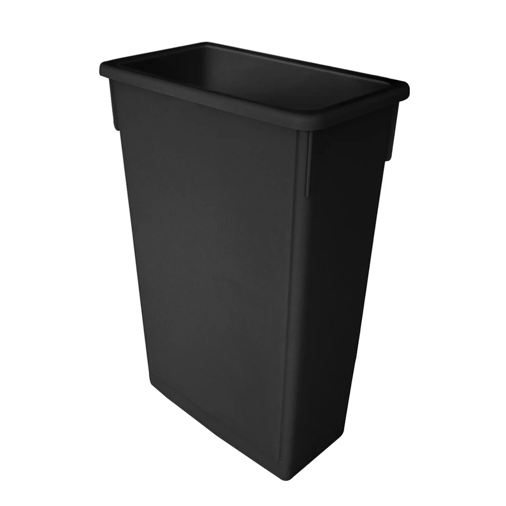 23 Gallon Trash Can, 20" x 11-1/4" x 29-3/4", Black Color (Comparable to Slim Jim Trash Can), High-Density Polyethylene