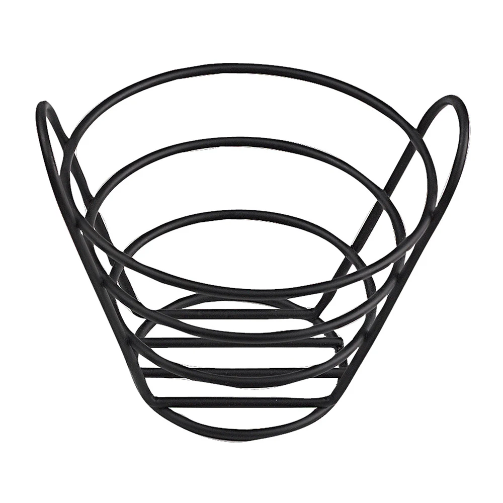 Black Powder Coated Iron Round Wire Bucket Basket, 6 1/4" x 4 1/4"H, GET