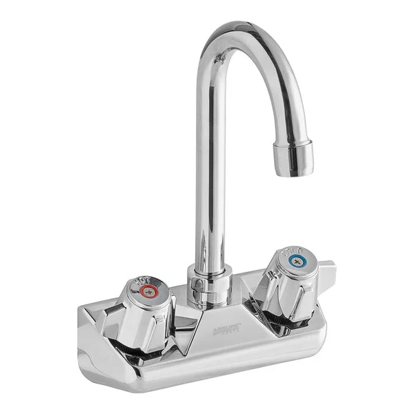 Wall-Mounted Faucet with 3 1/2" Swivel Gooseneck Spout and 4" Centers