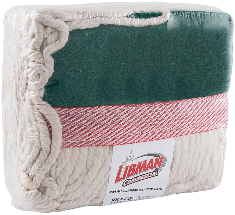 Libman #24 Wet Mop Head with Scrub Pad - Cut-End Cotton Brick Pack