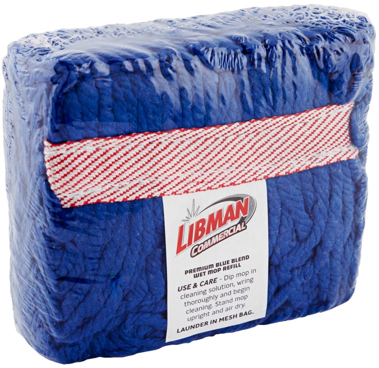 Libman Large Blended Looped-End Wet Mop Head (Blue) Brick Pack, #24
