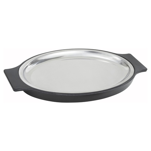 [SIZ-11ST] Sizzle Platter Set, Oval, 11", S/S with Bakelite Underliner
