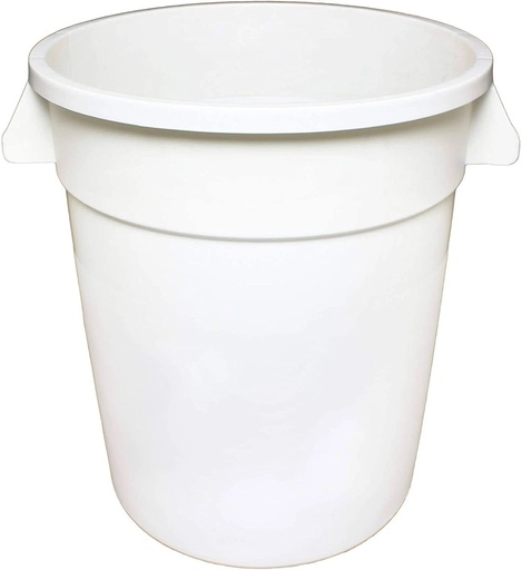 [PLTC010W] Trash Can, 10 gallon, round, integrated handles, plastic, white