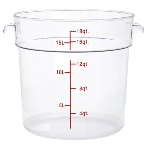 [PLRFT318PC] Round Food Storage Container, 18 QT., Clear, Polycarbonate, NSF