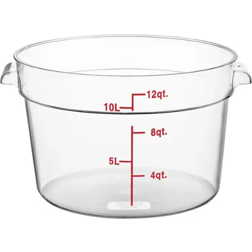 [PLRFT312PC] Round Food Storage Container, 12 QT., Clear, Polycarbonate, NSF