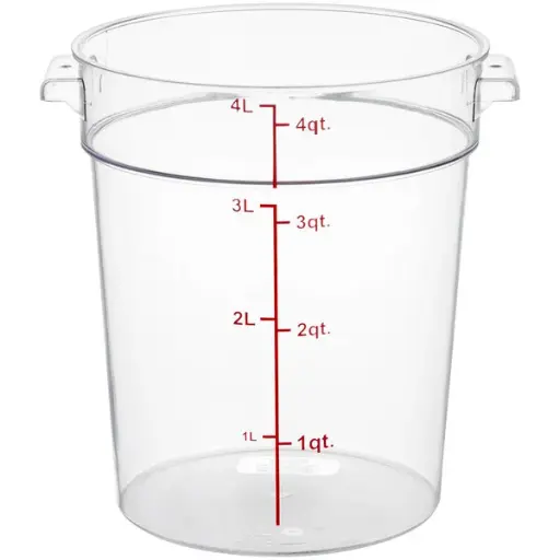 [PLRFT304PC] Round Food Storage Container, 4 QT., Clear, Polycarbonate, NSF