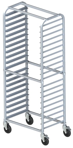 [ALRS-20BK] 20 Tier Aluminum Rack with Brakes, 18"W x 28-1/4"D x 70"H, side load