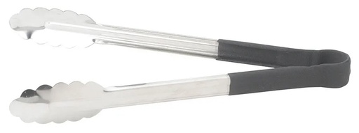 [UT-9HP-K] 9" Utility Tong w/ Black Plastic Handle & Scalloped Edge
