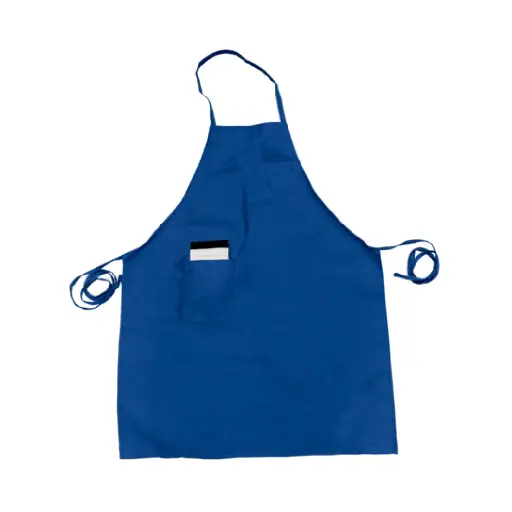 [BA-PBL] Full Length Bib Apron w/Pocket, Blue