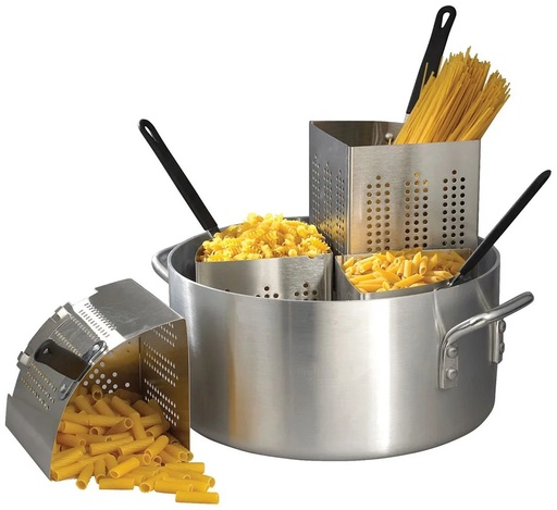 [APS-20] Winco 20 QT Pasta Cooker, Includes (4) Insets, Aluminum