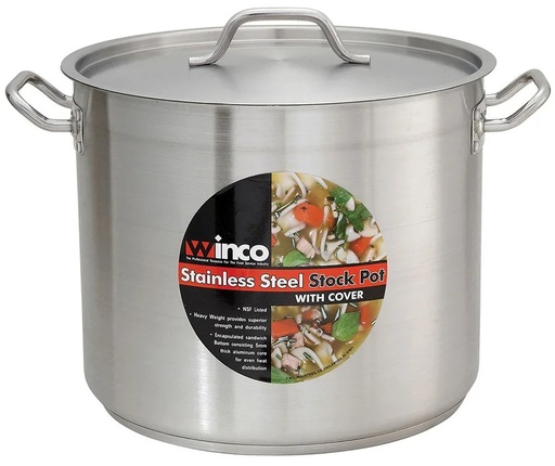 [SST-24] S/S Stock Pot 24 Qt w/ Cover, 13 3/8" x 10 1/4" (Dia x Depth)