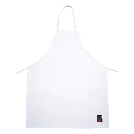 [BA-PWH] Full Length Bib Apron w/Pocket, White