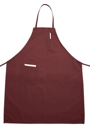 [BA-PBG] Full Length Bib Apron w/Pocket, Burgundy