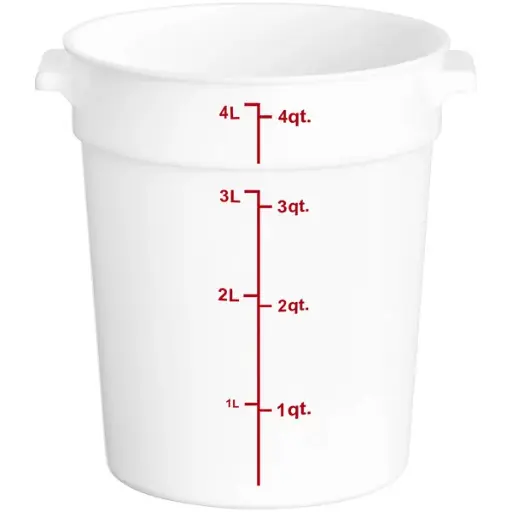 [PLRFT304PP] 4 QT Round Food Storage Container, White, PolyPropylene, NSF