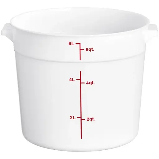 [PLRFT306PP] 6 QT Round Food Storage Container, White, PolyPropylene, NSF