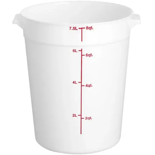 [PLRFT308PP] 8 QT Round Food Storage Container, White, PolyPropylene, NSF