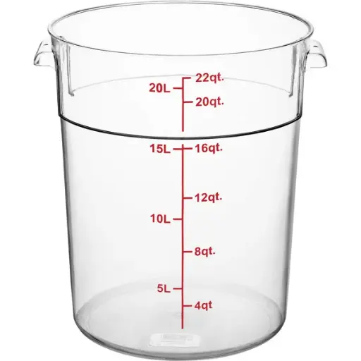 [PLRFT322PC] Round Food Storage Container, 22 QT., Clear, Polycarbonate, NSF